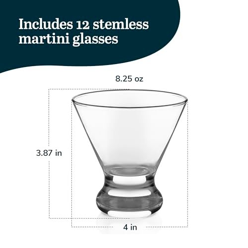 Libbey Cosmopolitan Stemless Martini Glasses Set Of 12, Dishwasher Safe Holiday Martini Glass, Lightweight Cocktail Glass Set for Wedding Party - Image 3