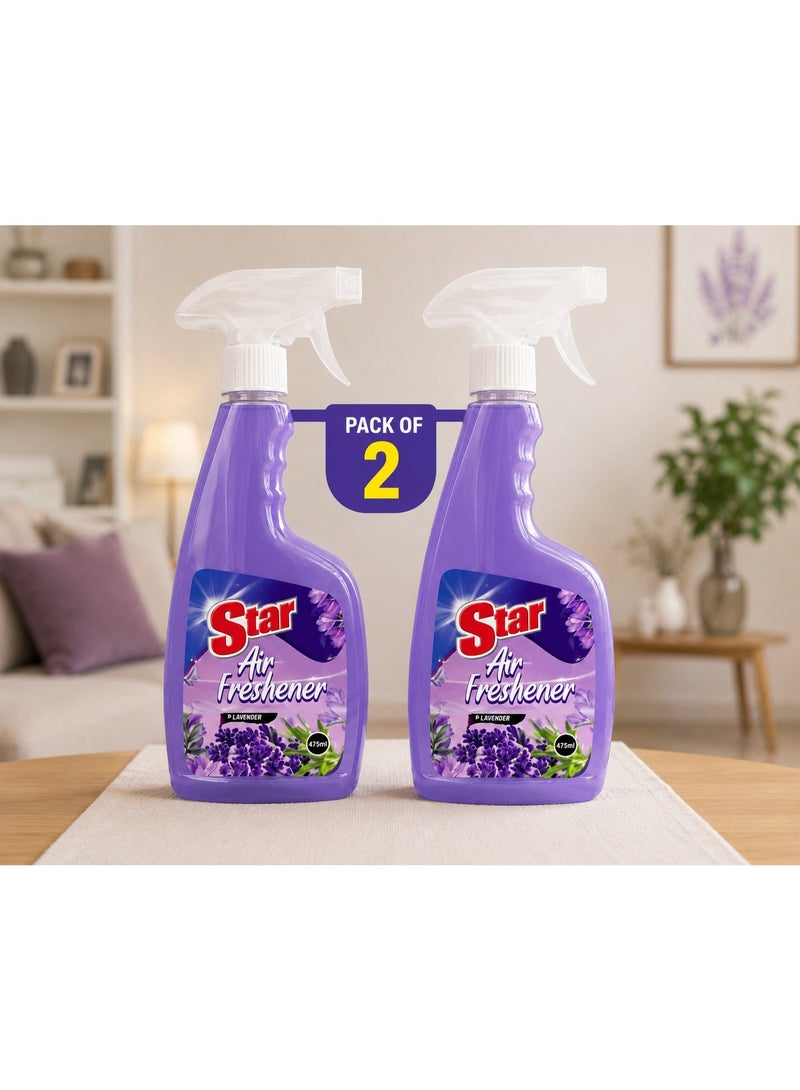 Star Air Freshener Spray Lavender Pack of 2 475ml | Long Lasting Room Fragrance | Air & Fabric Freshener | Home, Office & Car Odour Eliminator - Image 1