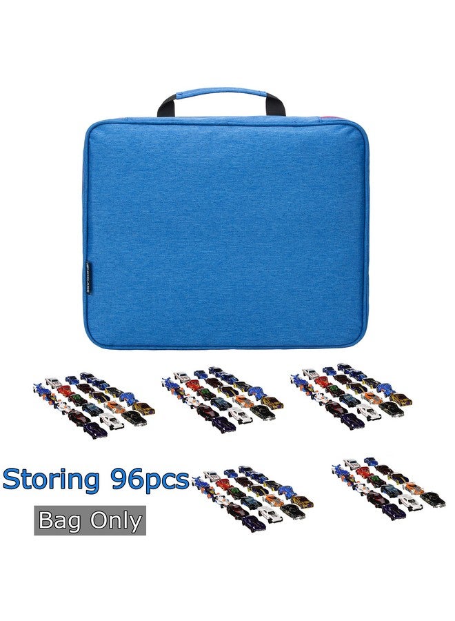 KISLANE 96 Toy Cars Storage Case Compatible With Hot Wheels Toy Cars Organizer Storage For Mini Toys Hot Wheels Car Matchbox Cars Small Dolls(Bag Only) (Blue)  - Image 4