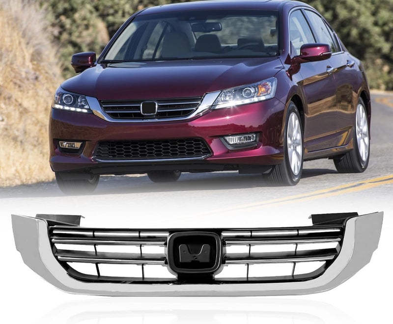 DIBON AUTO Front Chrome Bumper Grill for Honda Accord Sedan 2013-2015 - Image 1