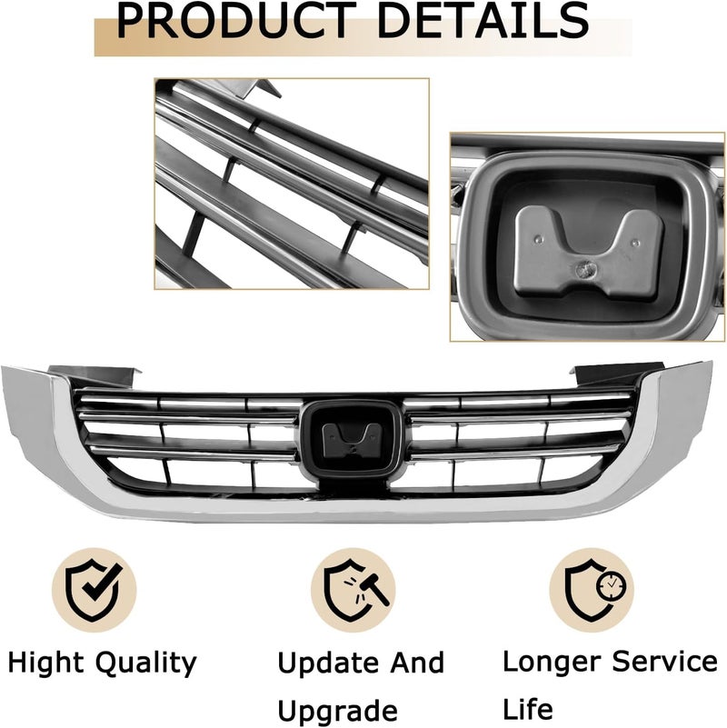 DIBON AUTO Front Chrome Bumper Grill for Honda Accord Sedan 2013-2015 - Image 3