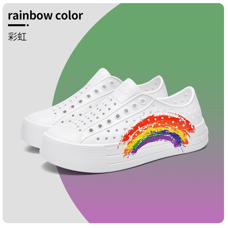 Hole Shoes Women'S Thick-Soled Summer Small White Shoes Increased Thick Outer Wear Lightweight Sandals Breathable Waterproof Beach Shoes - Image 2