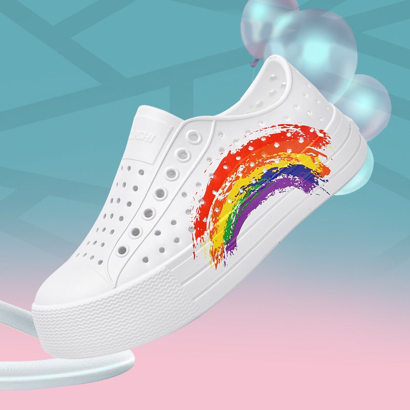 Hole Shoes Women'S Thick-Soled Summer Small White Shoes Increased Thick Outer Wear Lightweight Sandals Breathable Waterproof Beach Shoes - Image 3