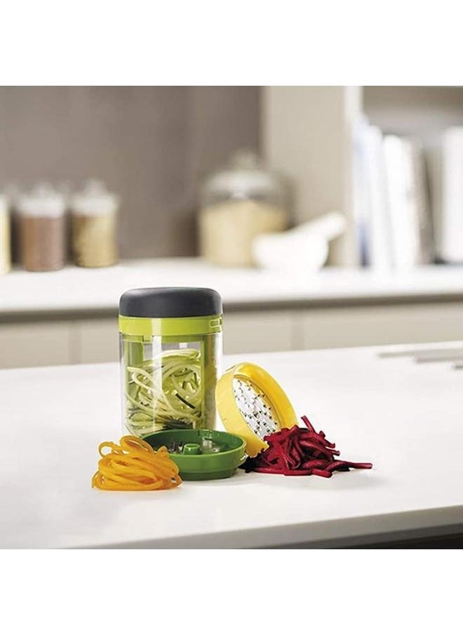 yongsheng Hand Held Vegetable Slicer Spiralizer, Spaghetti Noodle Food Maker Spiraliser- Multi functional vegetable cutter three in one Green  - Image 5