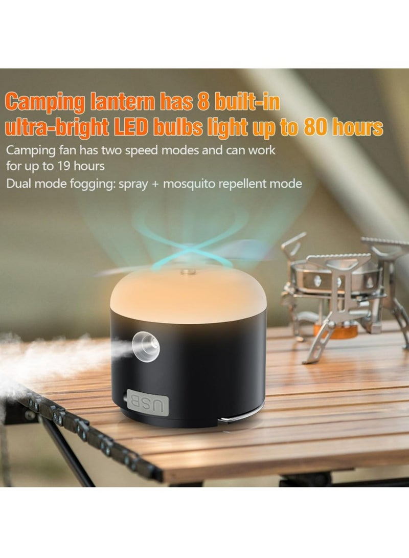 Portable Camping Lantern, 3000mah Rechargeable LED Camping Lantern, 4-in-1 Camping Tent Light with Lighting, Fan, Spray, USB Rechargeable for Power Outages, Camping - Image 2