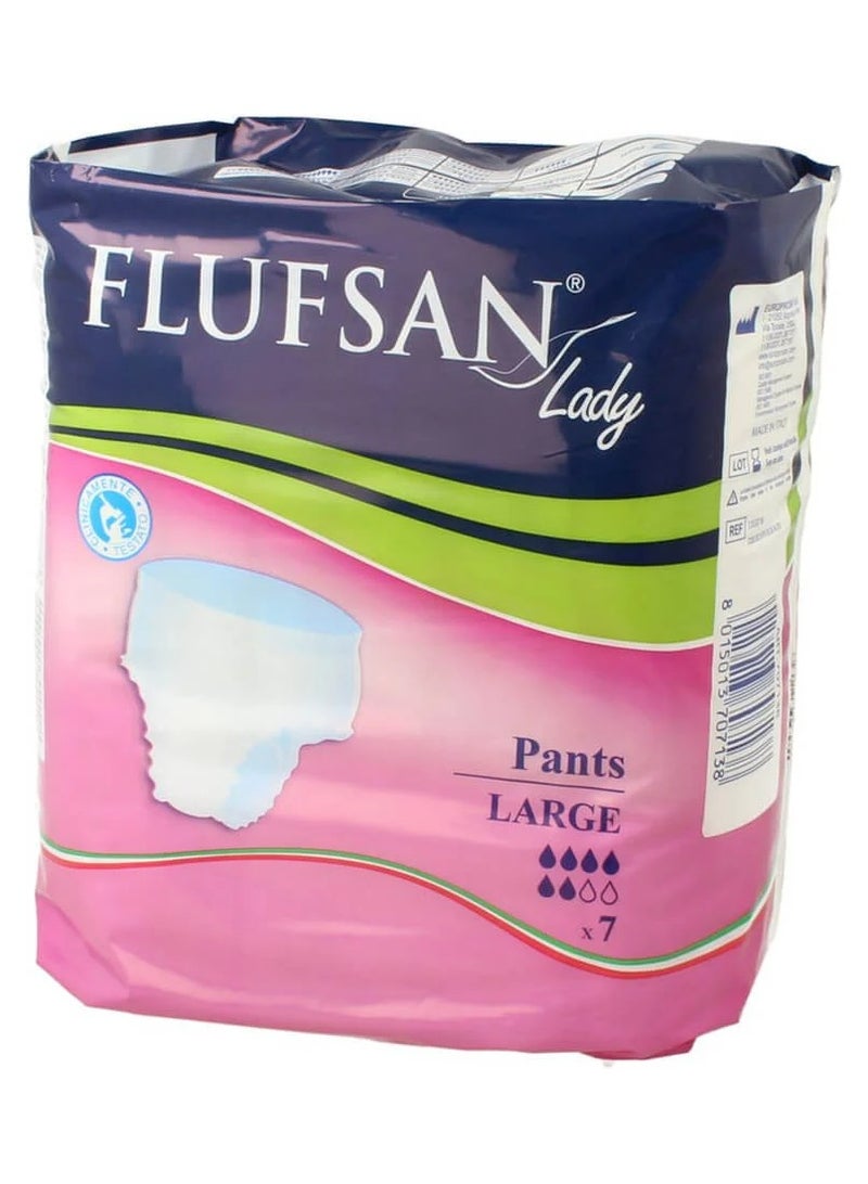 FLUFSAN Italian-made women's underwear, size large (L), highly absorbent, disposable. 7 disposable panty-shaped sanitary pads. - Image 2