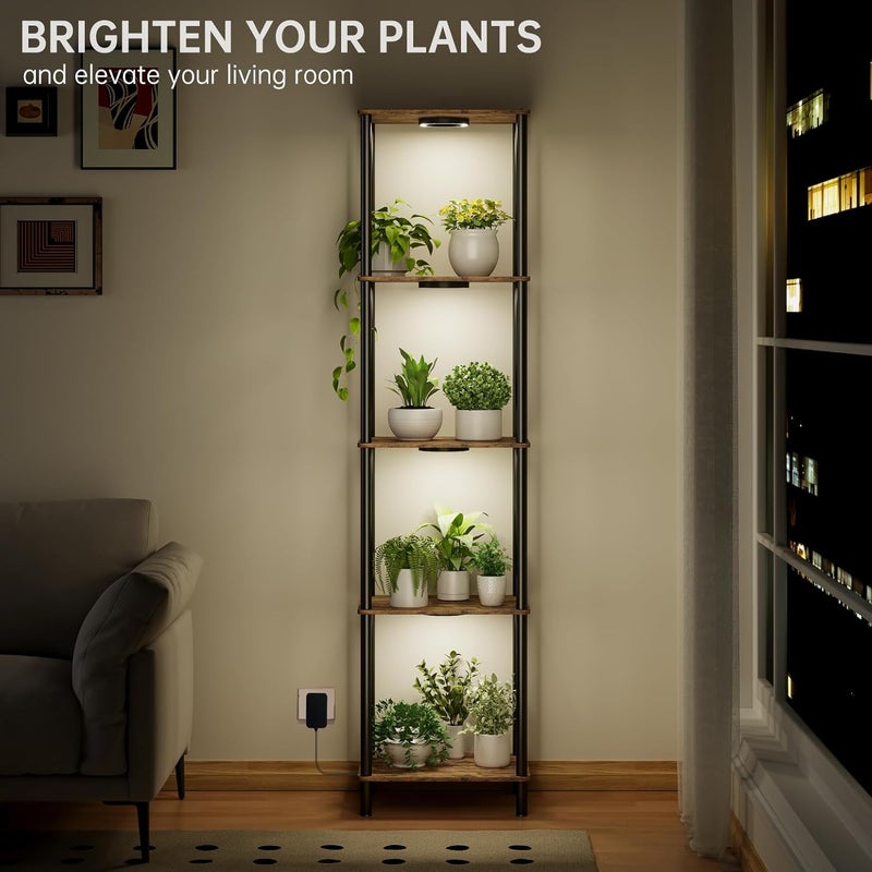 Bstrip Plant Stand Indoor with Grow Light, 63" Tall Indoor Plant Shelf, 5 Tier Flower Stand with Plant Light Full Spectrum, Metal Plant Holder with Light, lighted Plant Rack for Home, Corner, Patio - Image 2