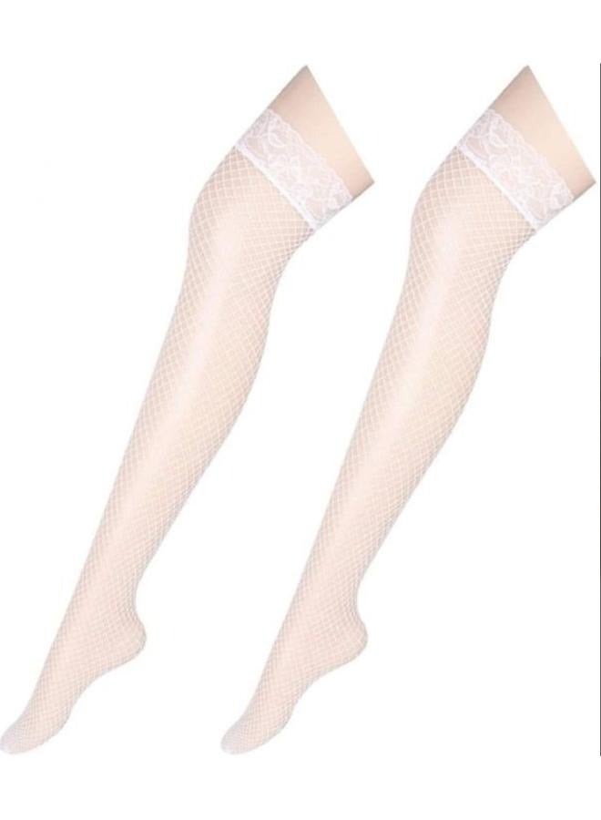 Women's Fishnet Thigh-high Lace Knee High Stockings  - Image 2