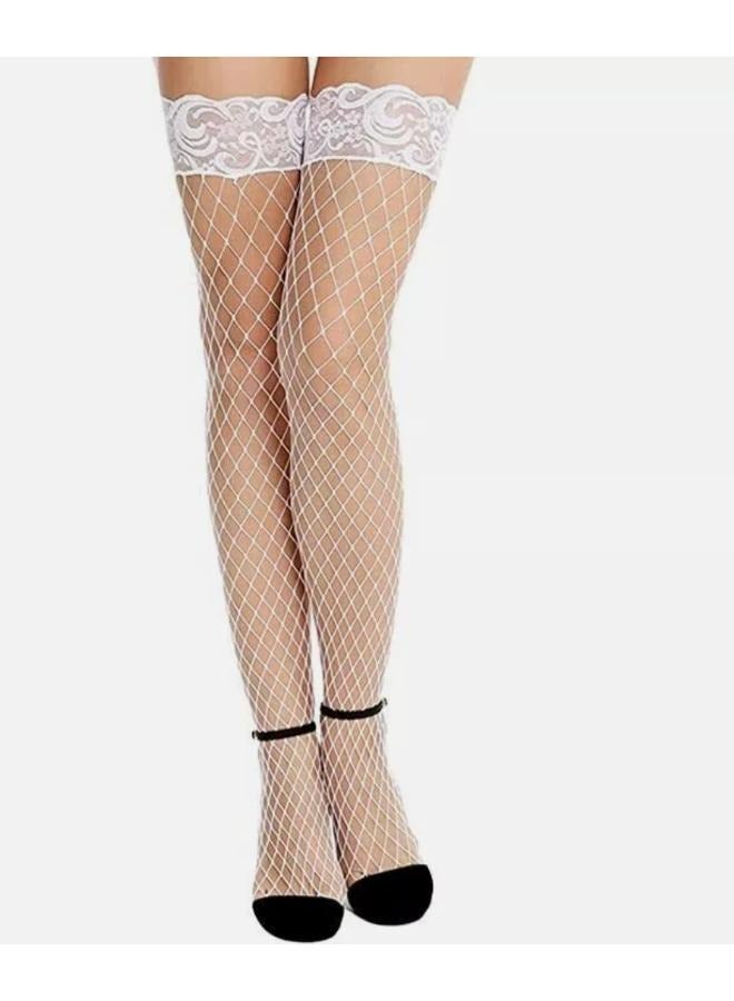 Women's Fishnet Thigh-high Lace Knee High Stockings  - Image 1