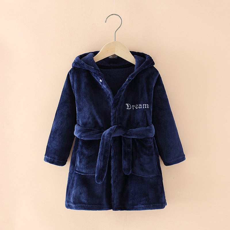 2025 Spring, Children'S Clothing Home Clothes Men'S And Women'S Baby Bathrobes Pajamas Flannel Hooded Children'S Nightgowns Indoor - Image 3