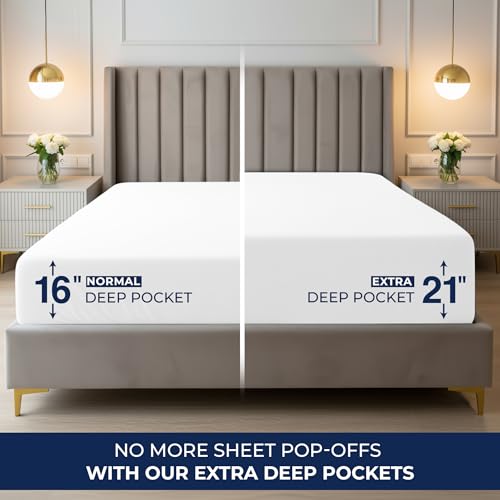 Utopia Bedding Queen Deep Pocket Fitted Sheet – Extra Deep Pocket – Fits up to 21 Inch Mattress – Hotel Luxury – Soft, Breathable and Comfy – Shrinkage and Fade Resistant – Easy Care – (White) - Image 3
