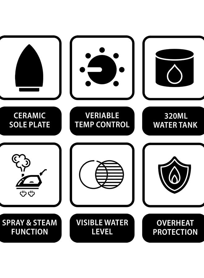 ساتشي أداة كي بخار بقاعدة كي من السيراميك 320 ml 2200 W NL-IR-393C-BL أزرق/ أبيض - Image 3