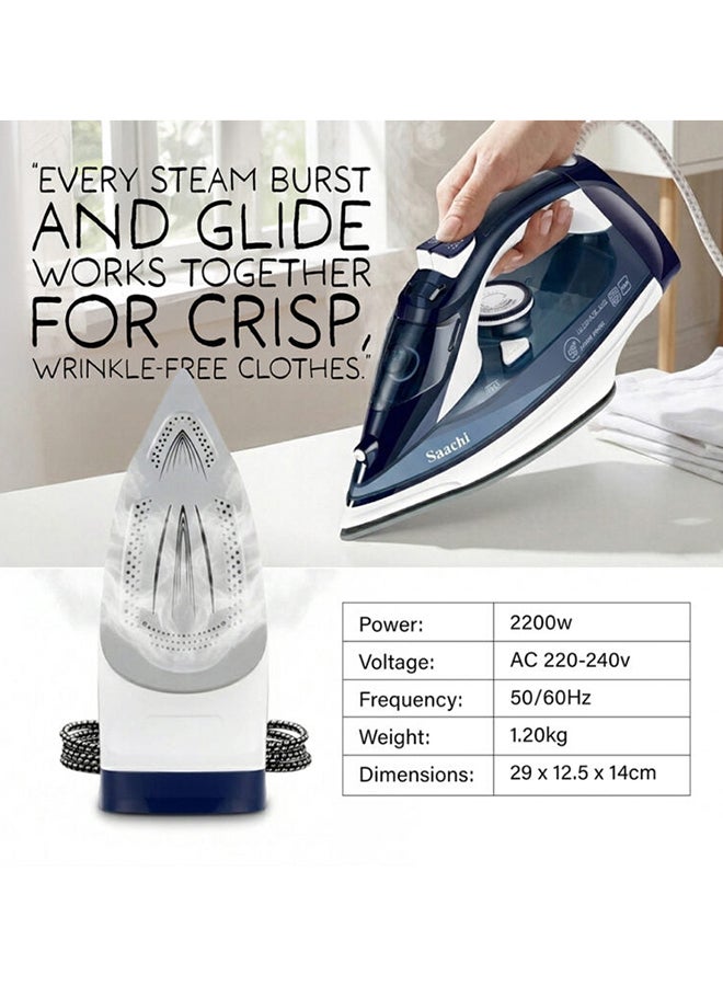 ساتشي أداة كي بخار بقاعدة كي من السيراميك 320 ml 2200 W NL-IR-393C-BL أزرق/ أبيض - Image 5