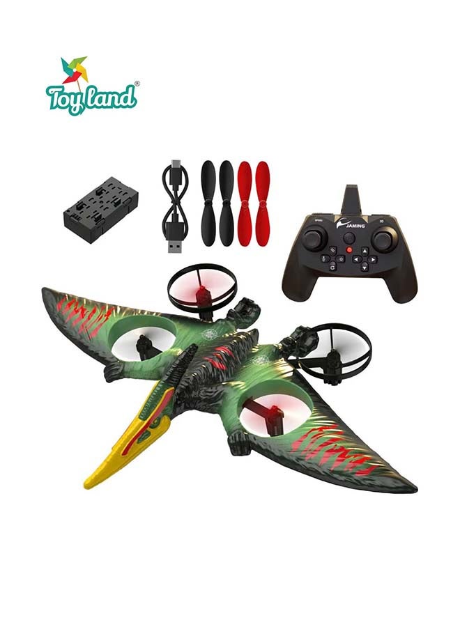 Toyland طائرة ديناصور طائرة تحكم عن بعد مع وحدة تحكم، شحن USB، مراوح احتياطية - لعبة RC سهلة الطيران للأطفال، بألوان متنوعة - Image 1