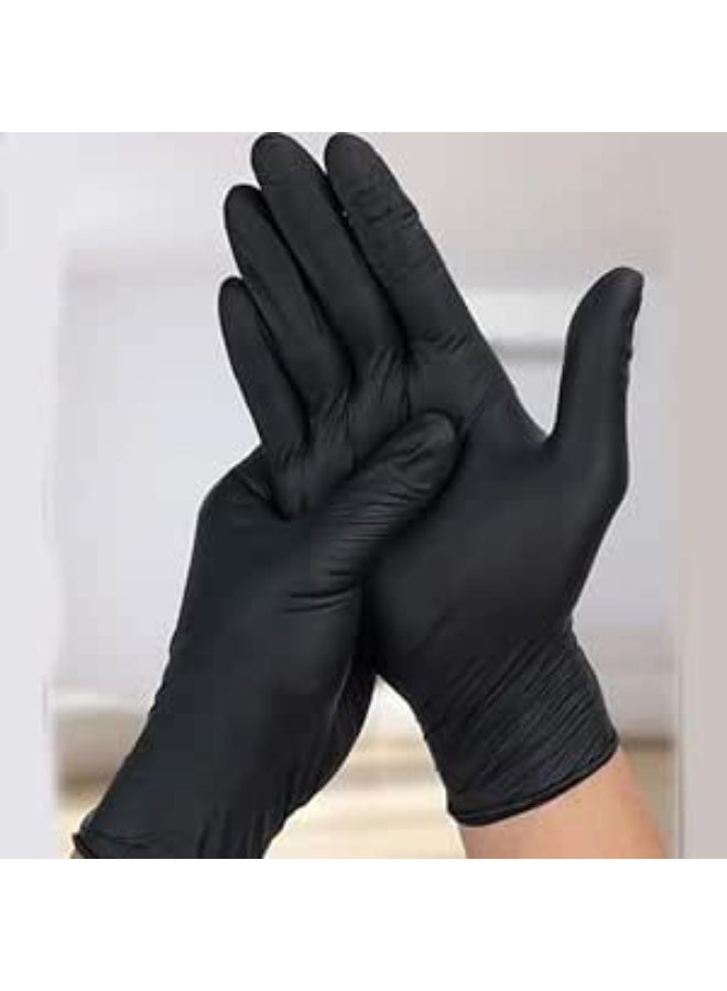 Premium Black Nitrile Gloves - Powder-Free & Latex-Free Disposable Gloves - Heavy-Duty Protective Hand Wear - Pack of 100 - High-Quality Malaysian Manufacturing - Image 1