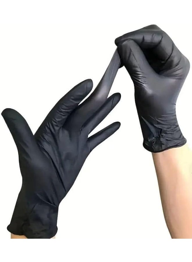 Premium Black Nitrile Gloves - Powder-Free & Latex-Free Disposable Gloves - Heavy-Duty Protective Hand Wear - Pack of 100 - High-Quality Malaysian Manufacturing - Image 2