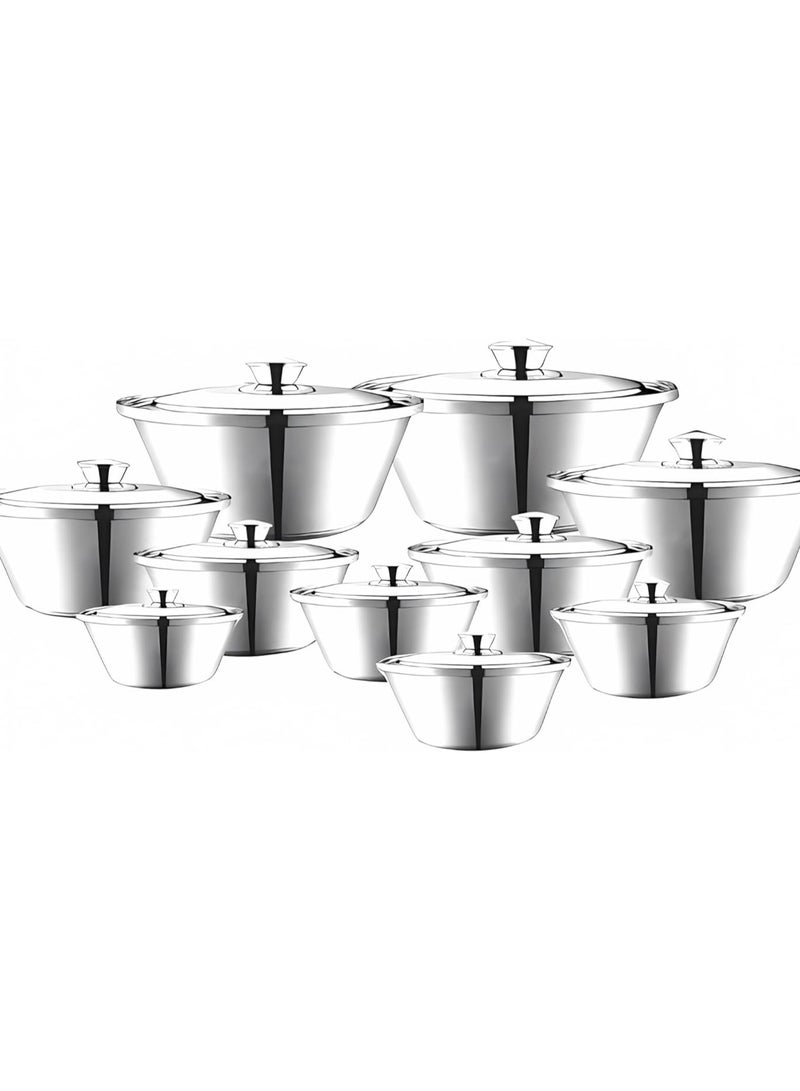 El dahan 10-Piece Aluminum Cookware Set with Lids, Painted, 16 cm - 40 cm, Silver 6221124013354