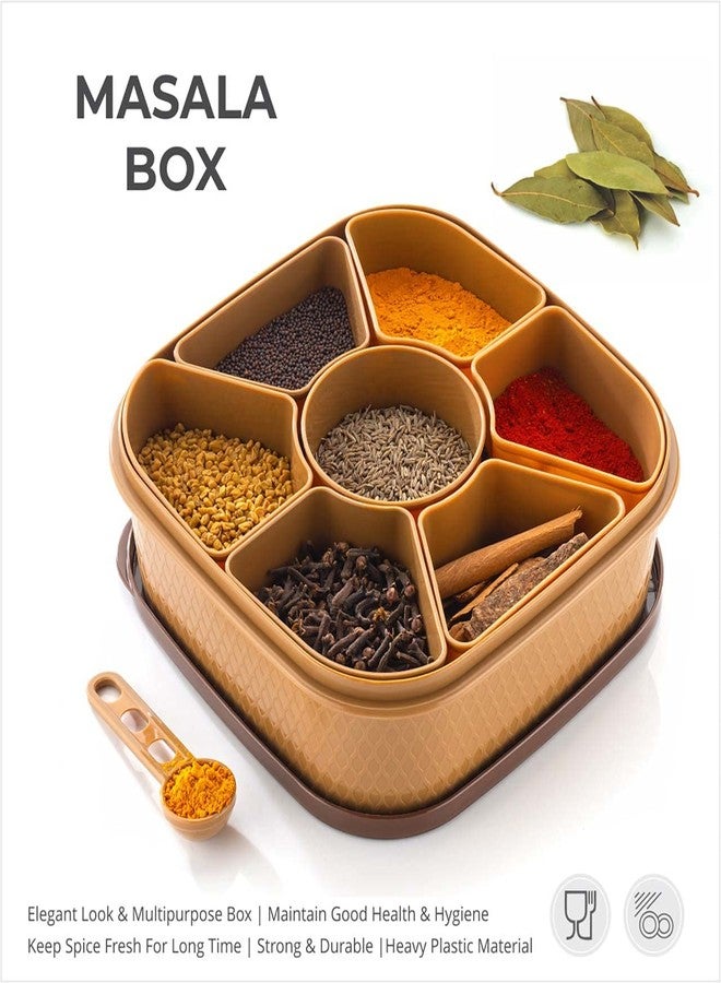 Kamview 7 Sections Woven Design Spice Masala Rangoli Box Dabba Storage Container Condiment Set (Multicolour) - Image 2