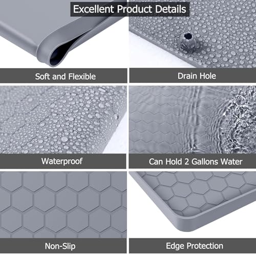 REDMART Under Sink Mat for Kitchen Waterproof (34x22 Inch) - Flexible Silicone Cabinet Liner Tray - Holds 2 Gallons Liquid, Leak Proof Protection for Bathroom Vanity & Drips (Grey) - Image 5