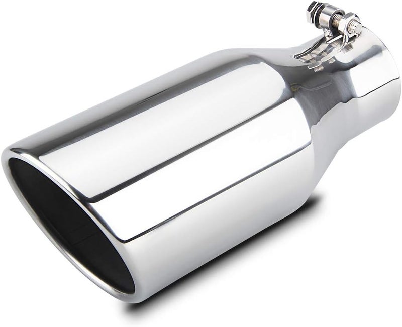 LCGP Stainless Steel Polished Exhaust Tip - 3" Inlet, 5" Outlet, 12" Overall Length - Image 1