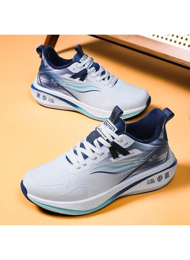 BANGTE Bont Sports Running Shoes Breathable Mesh Lightweight Non-slip Wear-resistant Casual Shoes White Blue (cotton) Size 40 - Image 2