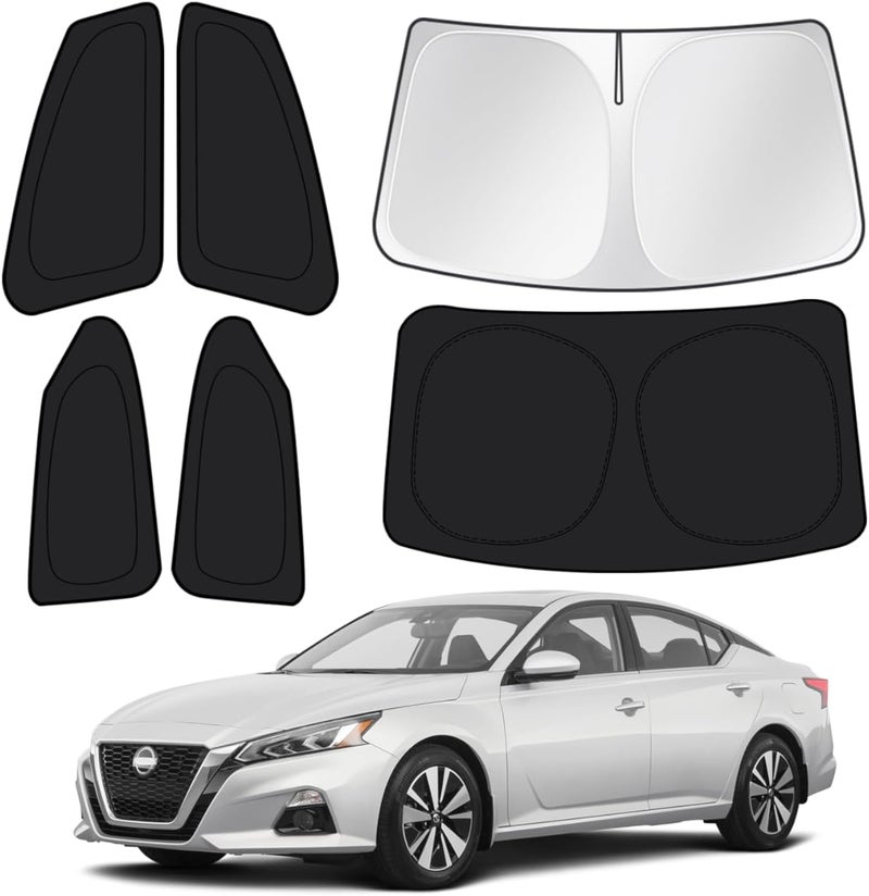 Canvcle Window Shades for 2019-2026 Nissan Altima Accessories Windshield Sun Shade Side Rear Window Covers Sunshade Sun Visor Shield Privacy Protection for Camping Keep Vehicle Cool Black 6PCS - Image 1