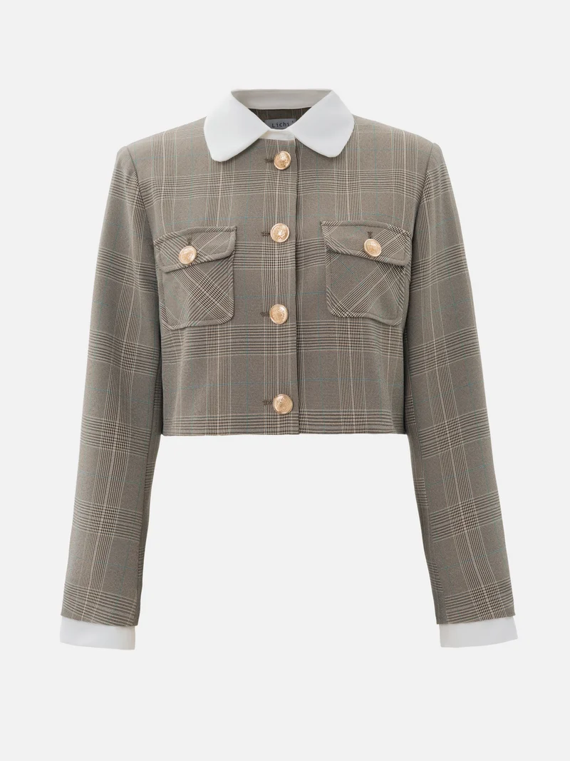Lichi Single-breasted checked jacket with large buttons