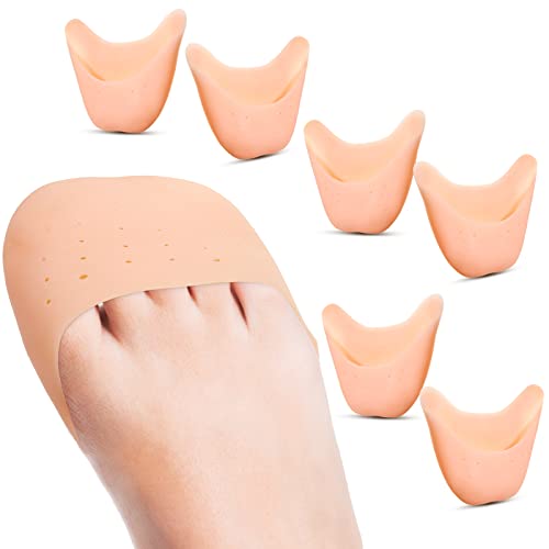 Zhanmai 6 Pcs Toe Cover Protectors for Women Silicone Toe Pouch Caps Gel Pads Pointe Shoes Protectors Gel Ballet Dance Sock Pads with Breathable Hole for Ball of Foot MetatarsalBeige - Image 2