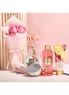 BODY & EARTH Mothers Day Gifts for Mom, Spa Birthday Gift Baskets for Women Her Wife Girlfriend, with Rose Scented Shower Gel, Body Scrub, Body Lotion, Hand Soap  - Image 2