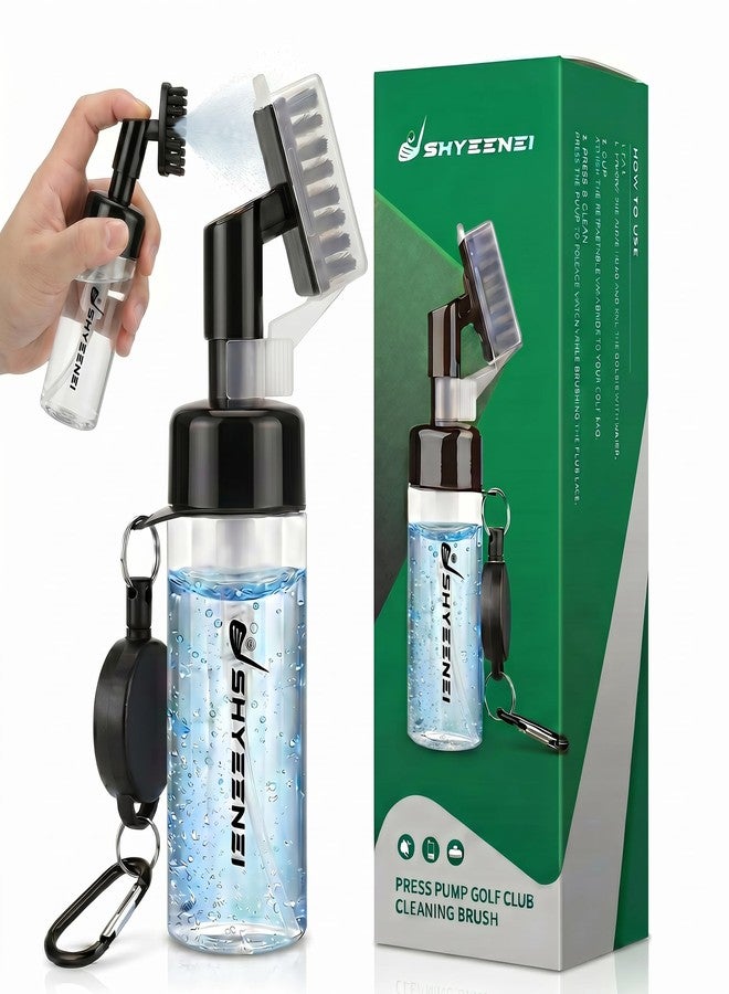 ShYeenei Golf Club Cleaner with Water Brush – Push-Activated Groove Tool, Transparent Reservoir, Portable with Retractable Clip for Golf Bag - Image 1