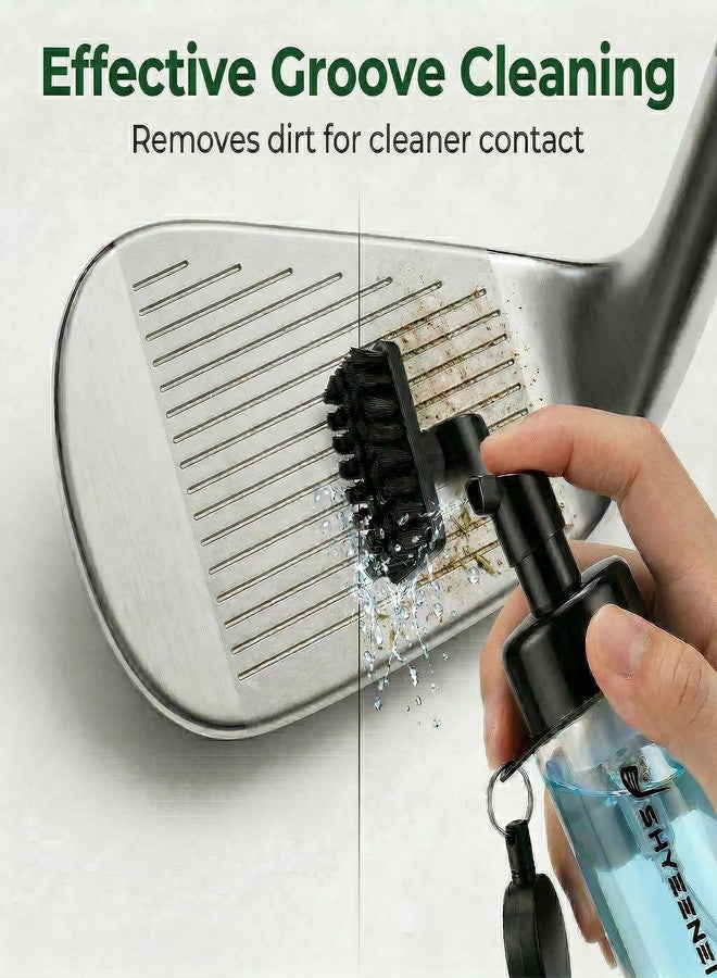 ShYeenei Golf Club Cleaner with Water Brush – Push-Activated Groove Tool, Transparent Reservoir, Portable with Retractable Clip for Golf Bag - Image 5