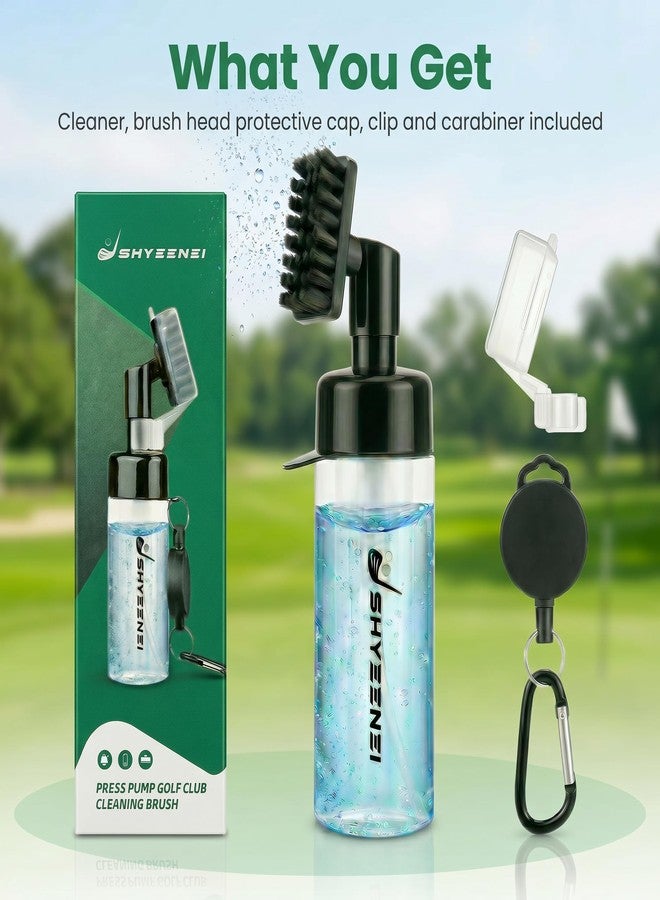ShYeenei Golf Club Cleaner with Water Brush – Push-Activated Groove Tool, Transparent Reservoir, Portable with Retractable Clip for Golf Bag - Image 2