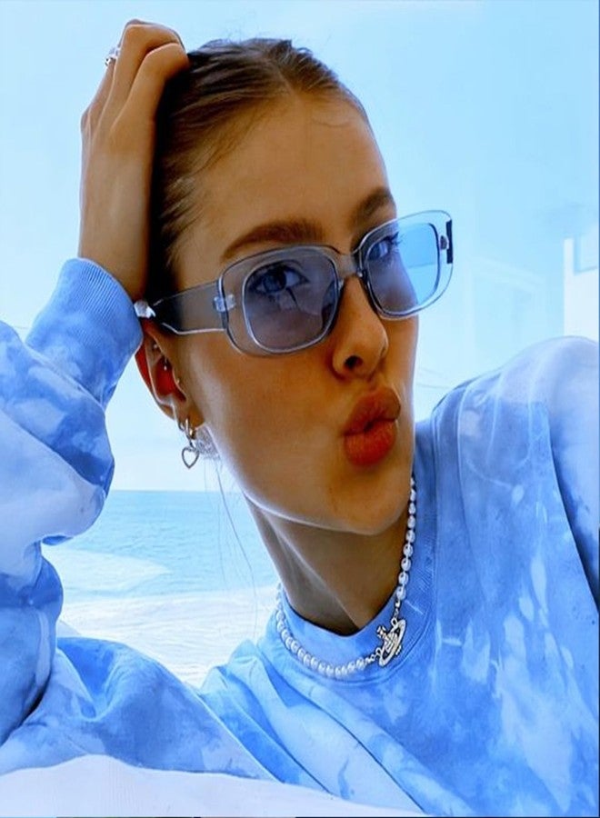Sunovelties 16 Pack Rectangle Sunglasses for Women Retro Transparent Colored Square Glasses Bulk 90s Vintage Eyewear Uniex Adults - Image 4