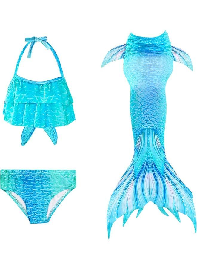 Loquat 3-Piece Mermaid Swimming Costume Set 140cm - Image 1