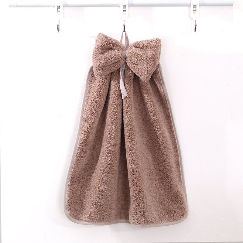 Generic High-Density Coral Fleece Butterfly Kitchen Towel light brown 
