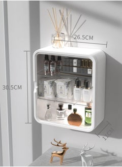 MLADEN Wall-Mounted Bathroom Storage Rack with Magnetic Door,Large Capacity Hanging Bathroom Storage Shelf No Drilling Shelf Bathroom Organizer Rack Dust and Moisture Proof Shelf for Cosmetics  - Image 2