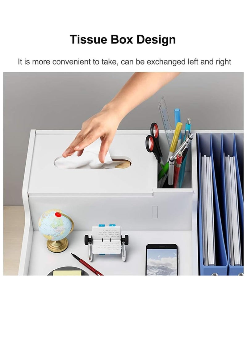 منظم مكتب خشبي مع حامل ملف ، منظم ملفات سطح المكتب ، مكتب رسالة بريد منظم ، صينية ورسالة ورقية دفاتر المخطط - Image 5