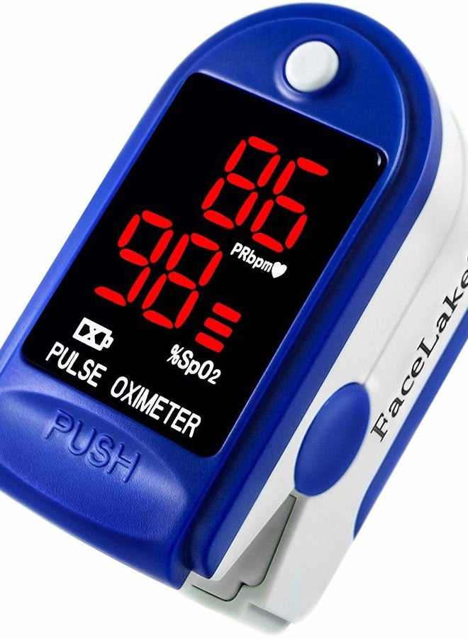 FaceLake ® FL400 Pulse Oximeter Fingertip with Carrying Case, Batteries, Lanyard, and Warranty (Blue) - Image 1