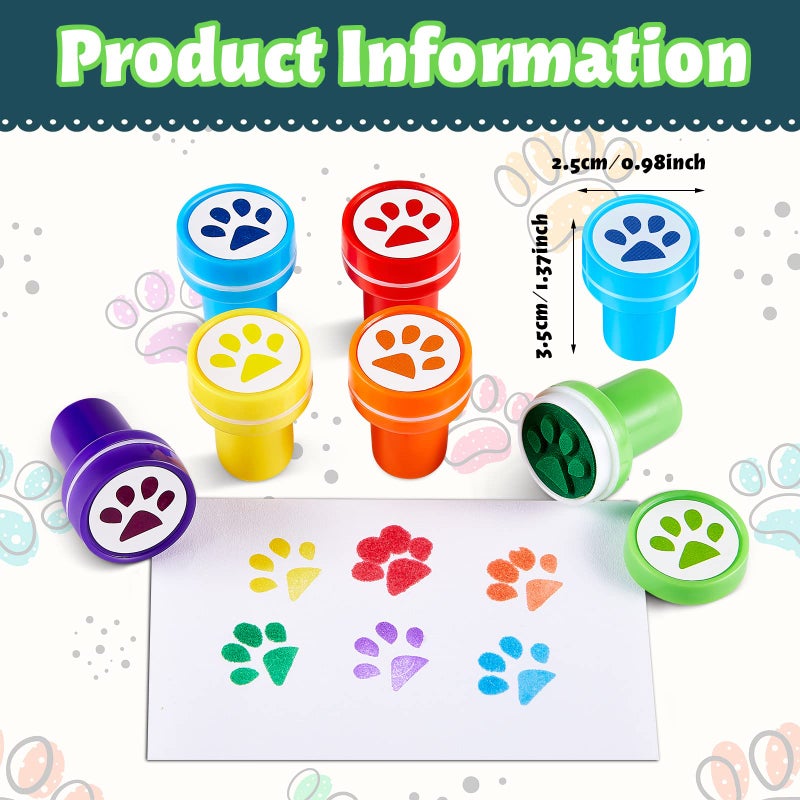 Chinco Dog Paw Print Stamp Self Inking Teacher Mini Colorful Stamp Party Favors Assorted Set for Classroom Party Educational Learning Activities(24 Pieces) - Image 2