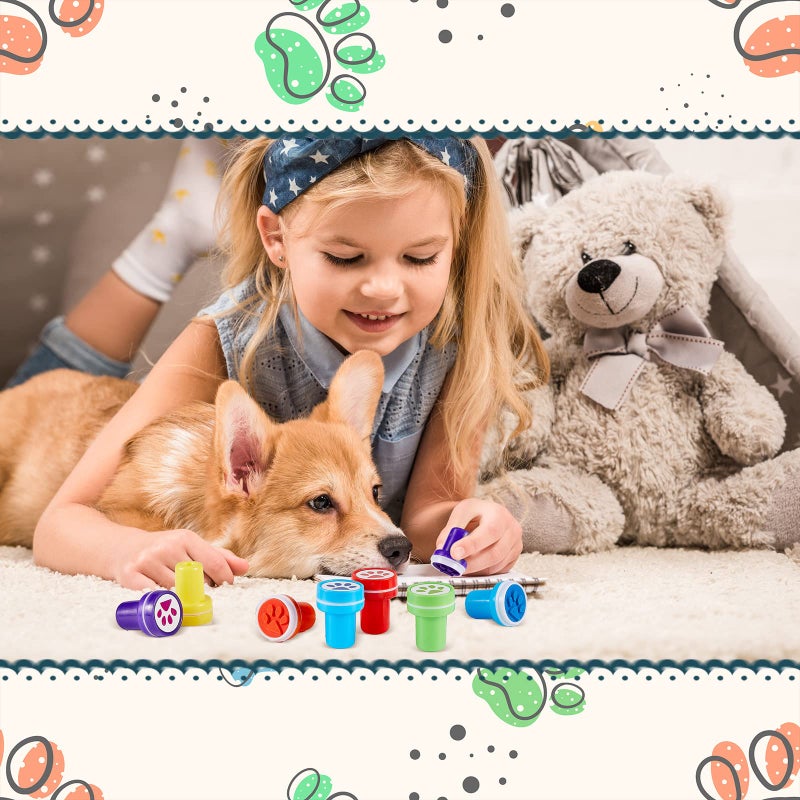 Chinco Dog Paw Print Stamp Self Inking Teacher Mini Colorful Stamp Party Favors Assorted Set for Classroom Party Educational Learning Activities(24 Pieces) - Image 4