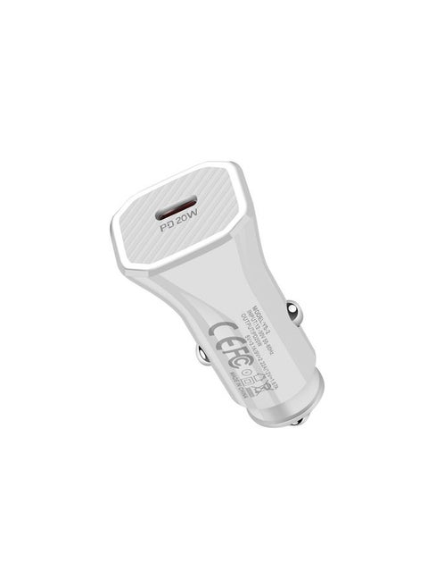 YS-2 PD 20W USB-C / Type-C Interface Car Fast Charger for iPhone Series / iPad Series(White)