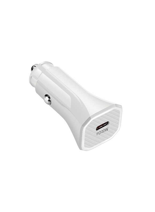 HuHa - YS-2 PD 20W USB-C / Type-C Interface Car Fast Charger for iPhone Series / iPad Series(White) - Image 1
