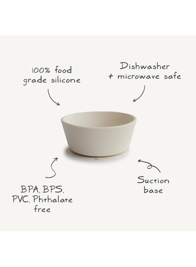 mushie Silicone Suction Bowl | BPA-Free Non-Slip Design (Natural) - Image 3