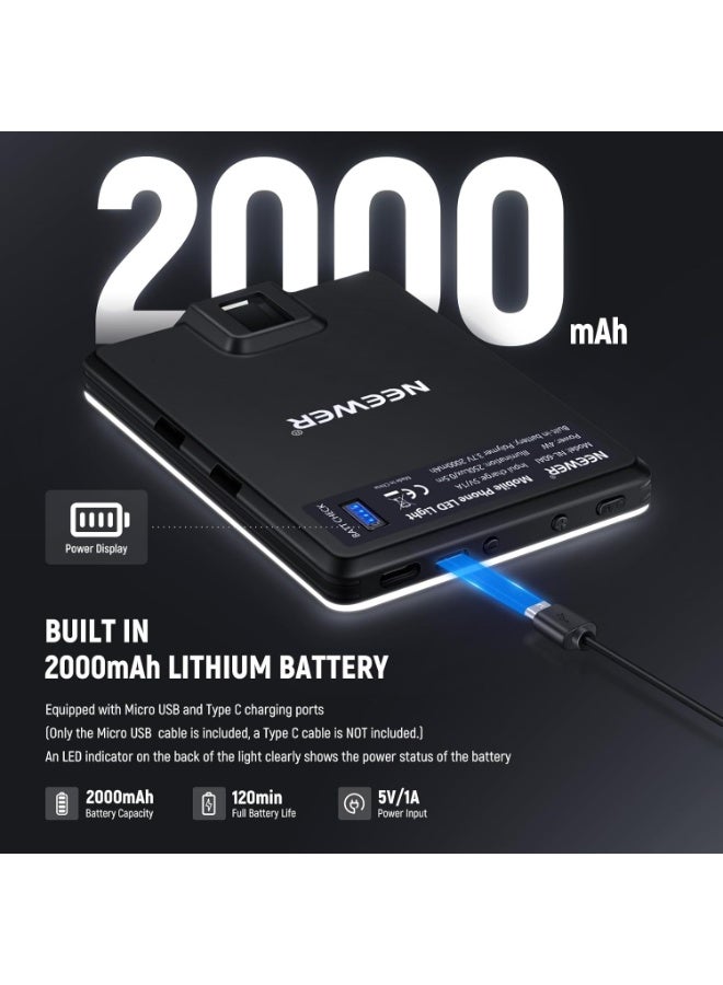 NEEWER NL-60AI Selfie Light with Front and Back Clip, 60 LED 2000mAh Rechargeable Portable Phone Light for Video Calls, TikTok, Live Streaming, Laptop, and Makeup with 3 Light Modes and CRI 95+ - Image 5