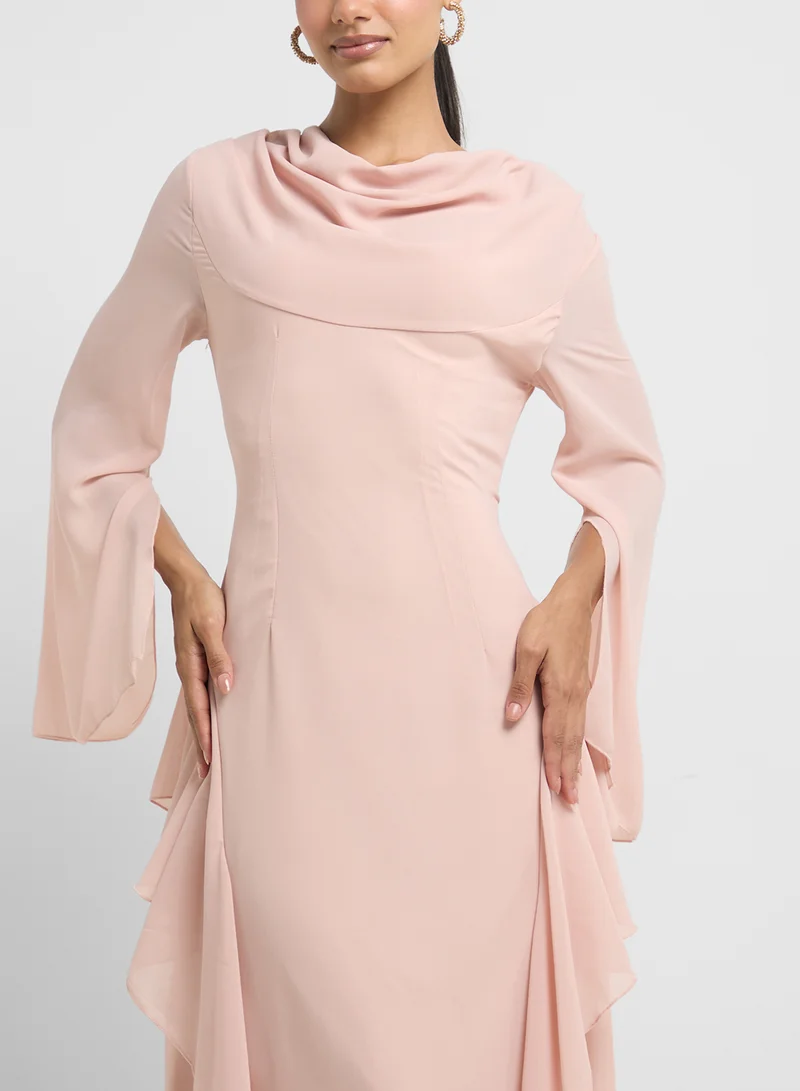 Khizana Ruffled Chiffon Dress
