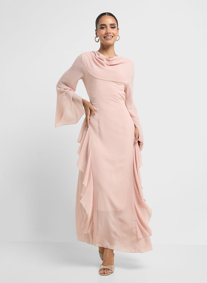 خزانة فستان شيفون مكشكش - Image 1