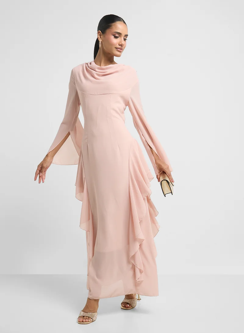 Khizana Ruffled Chiffon Dress