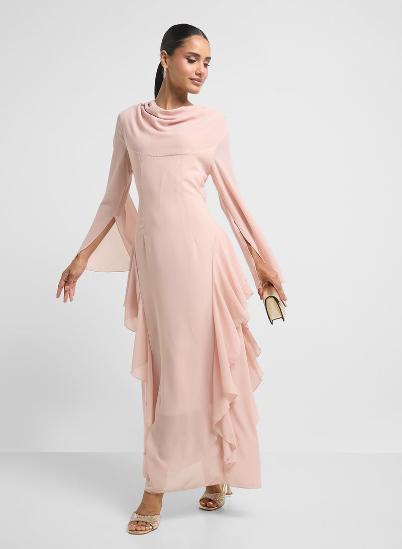 خزانة فستان شيفون مكشكش - Image 4