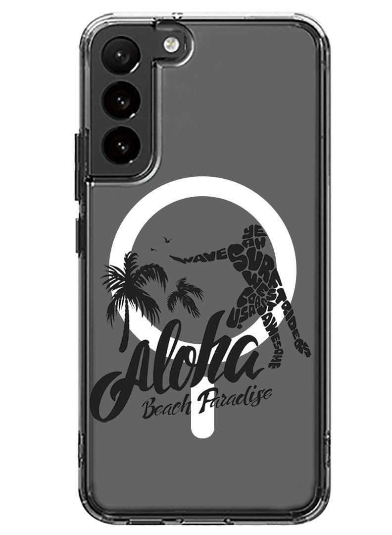 Theodor Magnetic Case for Samsung Galaxy S23 6.1-inch Compatible with MagSafe Wireless Charging, Shockproof Phone Bumper Cover Aloha Beach Paradise Black copy - Image 1
