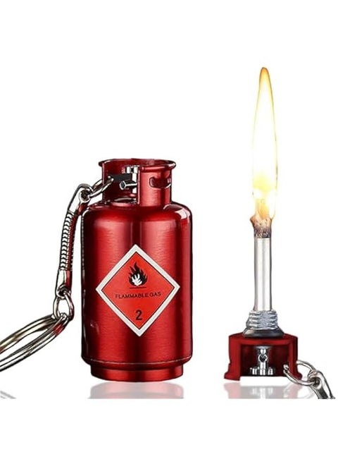 Match Keychain Lighter, Kerosene Refillable, Waterproof Flint Igniter, Permanent Match Lighter, Flint Metal Lighter, Suitable for Outdoor Camping Survival Equipment (Without Kerosene)-Red